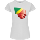 Curled Republic of the Congo Flag Day Football Womens Petite Cut T-Shirt White