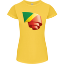 Curled Republic of the Congo Flag Day Football Womens Petite Cut T-Shirt Yellow