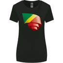 Curled Republic of the Congo Flag Day Football Womens Wider Cut T-Shirt Black