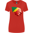 Curled Republic of the Congo Flag Day Football Womens Wider Cut T-Shirt Red