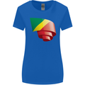 Curled Republic of the Congo Flag Day Football Womens Wider Cut T-Shirt Royal Blue