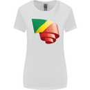 Curled Republic of the Congo Flag Day Football Womens Wider Cut T-Shirt White