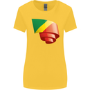 Curled Republic of the Congo Flag Day Football Womens Wider Cut T-Shirt Yellow