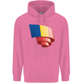 Curled Romania Flag Romanian Day Football Childrens Kids Hoodie Azalea