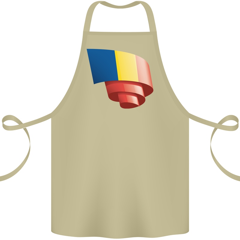 Curled Romania Flag Romanian Day Football Cotton Apron 100% Organic Khaki