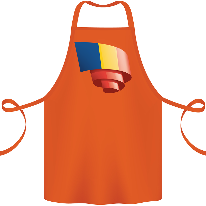 Curled Romania Flag Romanian Day Football Cotton Apron 100% Organic Orange