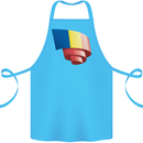 Curled Romania Flag Romanian Day Football Cotton Apron 100% Organic Turquoise