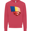 Curled Romania Flag Romanian Day Football Kids Sweatshirt Jumper Heliconia