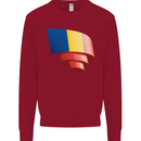 Curled Romania Flag Romanian Day Football Kids Sweatshirt Jumper Red