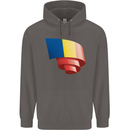Curled Romania Flag Romanian Day Football Mens 80% Cotton Hoodie Charcoal