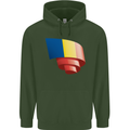 Curled Romania Flag Romanian Day Football Mens 80% Cotton Hoodie Forest Green