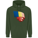 Curled Romania Flag Romanian Day Football Mens 80% Cotton Hoodie Forest Green