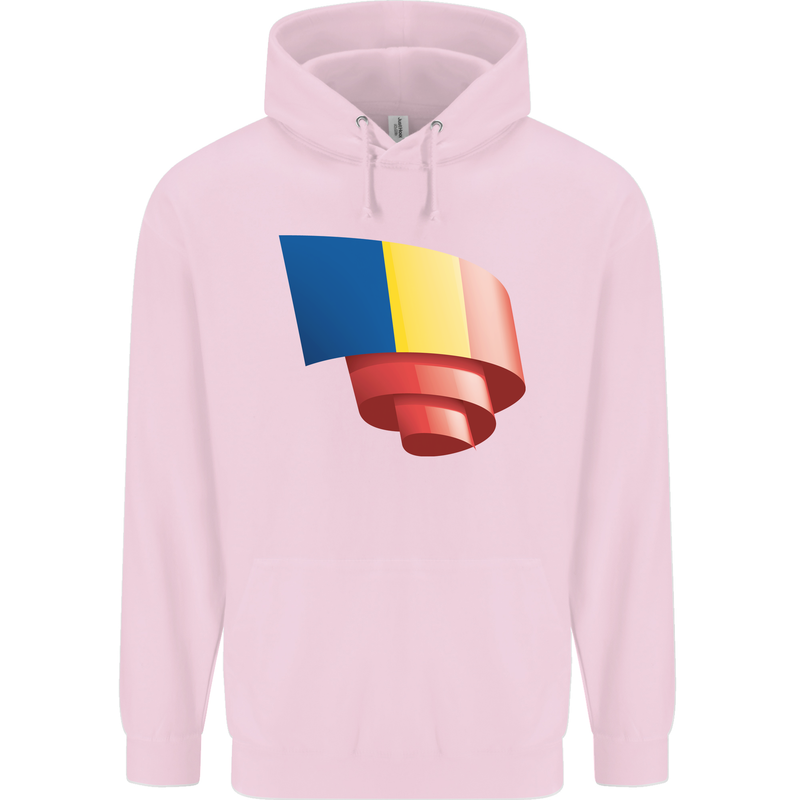 Curled Romania Flag Romanian Day Football Mens 80% Cotton Hoodie Light Pink
