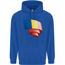 Curled Romania Flag Romanian Day Football Mens 80% Cotton Hoodie Royal Blue