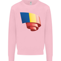 Curled Romania Flag Romanian Day Football Mens Sweatshirt Jumper Light Pink