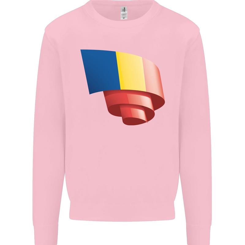 Curled Romania Flag Romanian Day Football Mens Sweatshirt Jumper Light Pink
