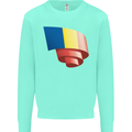 Curled Romania Flag Romanian Day Football Mens Sweatshirt Jumper Peppermint