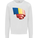 Curled Romania Flag Romanian Day Football Mens Sweatshirt Jumper White
