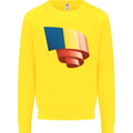 Curled Romania Flag Romanian Day Football Mens Sweatshirt Jumper Yellow