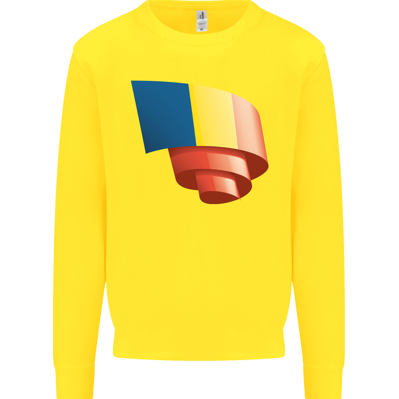 Curled Romania Flag Romanian Day Football Mens Sweatshirt Jumper Yellow