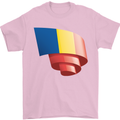 Curled Romania Flag Romanian Day Football Mens T-Shirt 100% Cotton Light Pink