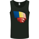Curled Romania Flag Romanian Day Football Mens Vest Tank Top Black