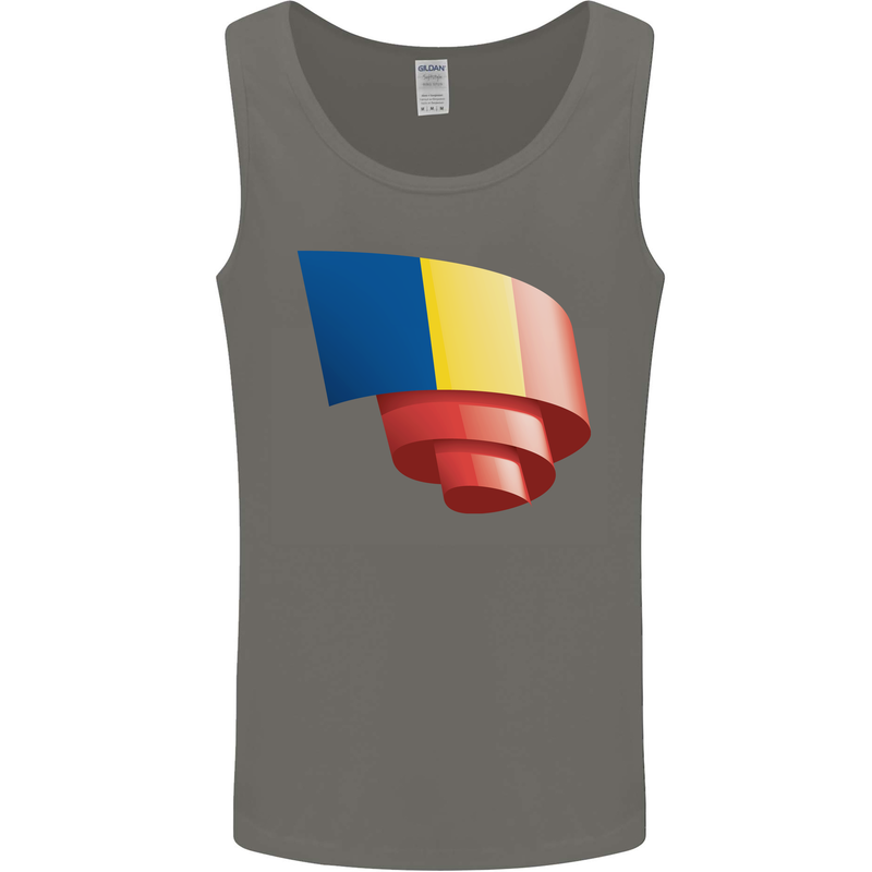 Curled Romania Flag Romanian Day Football Mens Vest Tank Top Charcoal