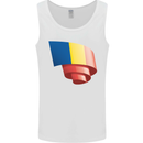 Curled Romania Flag Romanian Day Football Mens Vest Tank Top White