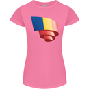 Curled Romania Flag Romanian Day Football Womens Petite Cut T-Shirt Azalea