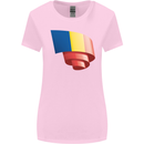 Curled Romania Flag Romanian Day Football Womens Wider Cut T-Shirt Light Pink