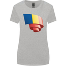 Curled Romania Flag Romanian Day Football Womens Wider Cut T-Shirt Sports Grey