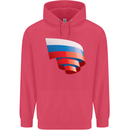Curled Russia Flag Russian Day Football Childrens Kids Hoodie Heliconia