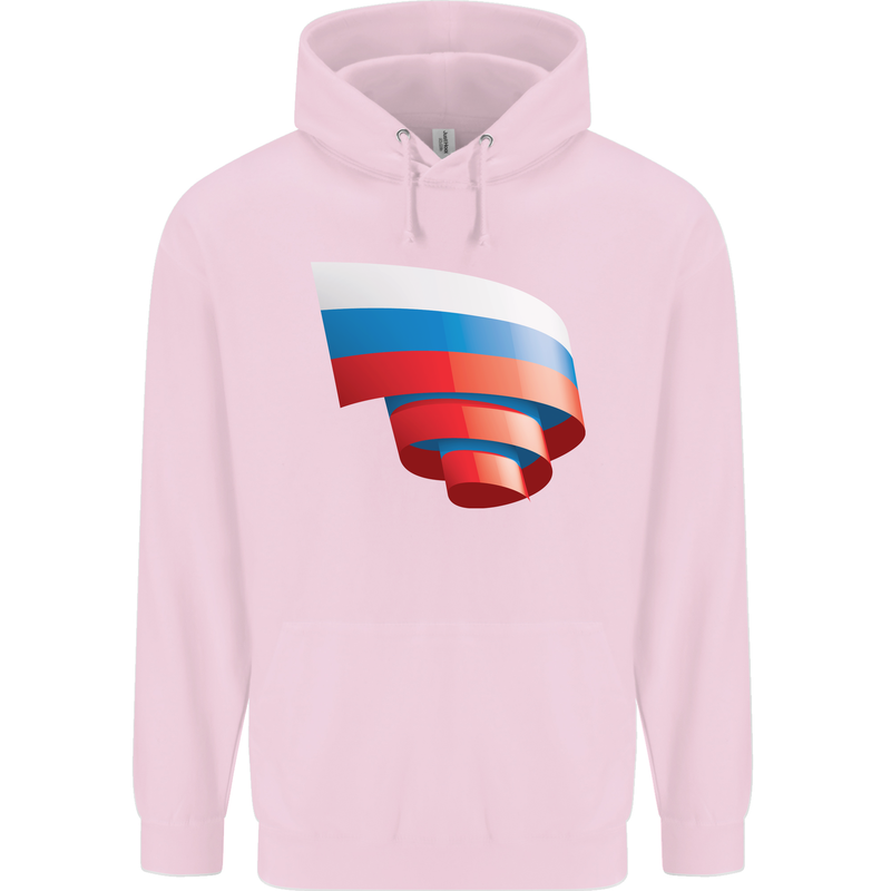 Curled Russia Flag Russian Day Football Childrens Kids Hoodie Light Pink