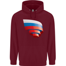 Curled Russia Flag Russian Day Football Childrens Kids Hoodie Maroon