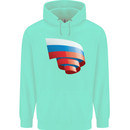 Curled Russia Flag Russian Day Football Childrens Kids Hoodie Peppermint
