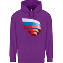 Curled Russia Flag Russian Day Football Childrens Kids Hoodie Purple