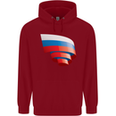 Curled Russia Flag Russian Day Football Childrens Kids Hoodie Red