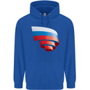 Curled Russia Flag Russian Day Football Childrens Kids Hoodie Royal Blue