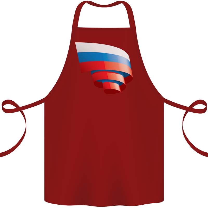 Curled Russia Flag Russian Day Football Cotton Apron 100% Organic Maroon