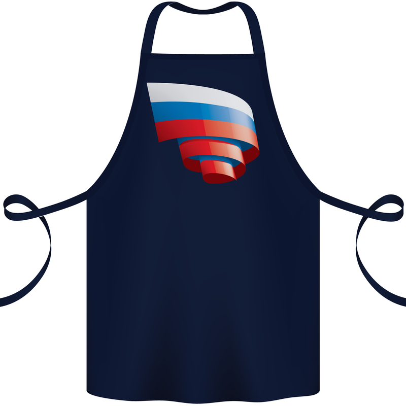 Curled Russia Flag Russian Day Football Cotton Apron 100% Organic Navy Blue