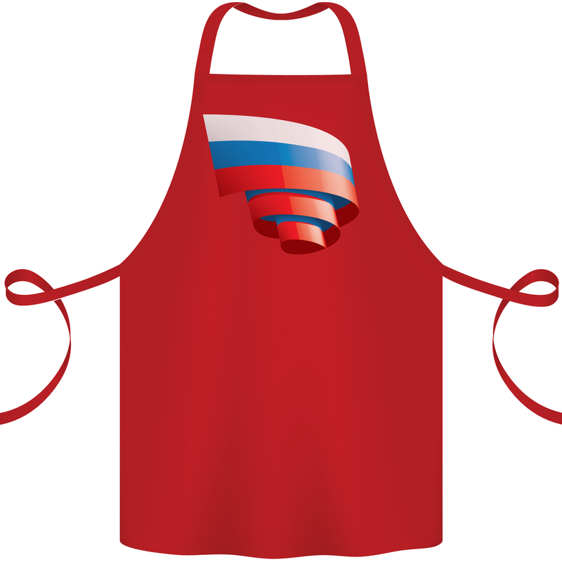 Curled Russia Flag Russian Day Football Cotton Apron 100% Organic Red