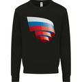Curled Russia Flag Russian Day Football Kids Sweatshirt Jumper Black