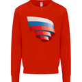 Curled Russia Flag Russian Day Football Kids Sweatshirt Jumper Bright Red