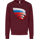 Curled Russia Flag Russian Day Football Kids Sweatshirt Jumper Maroon