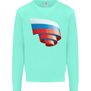 Curled Russia Flag Russian Day Football Kids Sweatshirt Jumper Peppermint