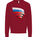 Curled Russia Flag Russian Day Football Kids Sweatshirt Jumper Red