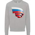 Curled Russia Flag Russian Day Football Kids Sweatshirt Jumper Sports Grey