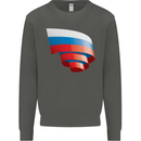 Curled Russia Flag Russian Day Football Kids Sweatshirt Jumper Storm Grey