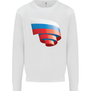 Curled Russia Flag Russian Day Football Kids Sweatshirt Jumper White