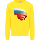 Curled Russia Flag Russian Day Football Kids Sweatshirt Jumper Yellow